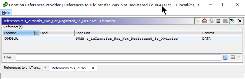 One hit of the string being used